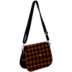 Block Fiesta - Burnt Orange & Black Saddle Handbag by FashionBoulevard