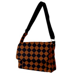 Block Fiesta - Burnt Orange & Black Full Print Messenger Bag (l)