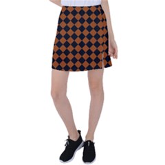 Block Fiesta - Burnt Orange & Black Tennis Skirt