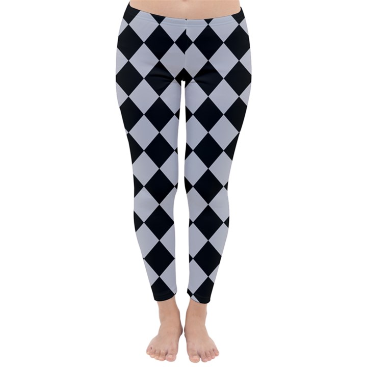 Block Fiesta - Cloudy Grey & Black Classic Winter Leggings