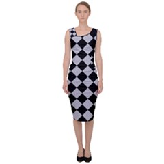 Block Fiesta - Cloudy Grey & Black Sleeveless Pencil Dress by FashionBoulevard