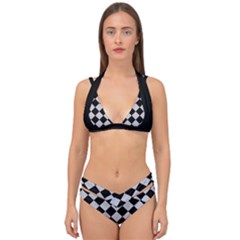 Block Fiesta - Cloudy Grey & Black Double Strap Halter Bikini Set by FashionBoulevard