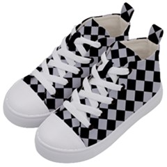 Block Fiesta - Cloudy Grey & Black Kids  Mid-top Canvas Sneakers by FashionBoulevard