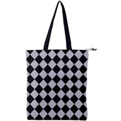 Block Fiesta - Cloudy Grey & Black Double Zip Up Tote Bag by FashionBoulevard