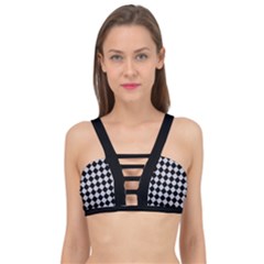 Block Fiesta - Cloudy Grey & Black Cage Up Bikini Top by FashionBoulevard