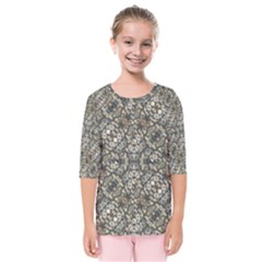 Urban Art Textured Print Pattern Kids  Quarter Sleeve Raglan Tee