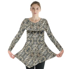 Urban Art Textured Print Pattern Long Sleeve Tunic 