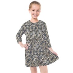 Urban Art Textured Print Pattern Kids  Quarter Sleeve Shirt Dress