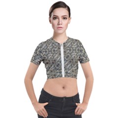 Urban Art Textured Print Pattern Short Sleeve Cropped Jacket by dflcprintsclothing