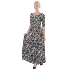 Urban Art Textured Print Pattern Half Sleeves Maxi Dress by dflcprintsclothing