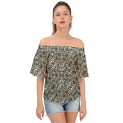 Urban Art Textured Print Pattern Off Shoulder Short Sleeve Top by dflcprintsclothing