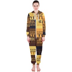 I Love Art Deco Typographic Motif Collage Print Hooded Jumpsuit (ladies)  by dflcprintsclothing