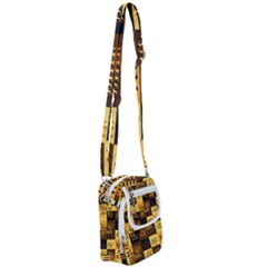 I Love Art Deco Typographic Motif Collage Print Shoulder Strap Belt Bag by dflcprintsclothing