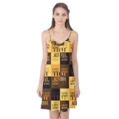 I Love Art Deco Typographic Motif Collage Print Camis Nightgown