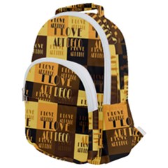 I Love Art Deco Typographic Motif Collage Print Rounded Multi Pocket Backpack by dflcprintsclothing