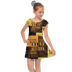 I Love Art Deco Typographic Motif Collage Print Kids  Cap Sleeve Dress by dflcprintsclothing