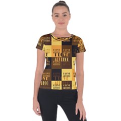 I Love Art Deco Typographic Motif Collage Print Short Sleeve Sports Top  by dflcprintsclothing