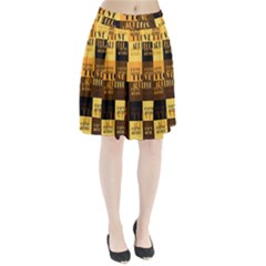 I Love Art Deco Typographic Motif Collage Print Pleated Skirt by dflcprintsclothing