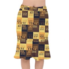 I Love Art Deco Typographic Motif Collage Print Short Mermaid Skirt