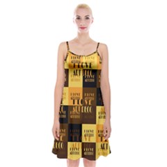 I Love Art Deco Typographic Motif Collage Print Spaghetti Strap Velvet Dress by dflcprintsclothing