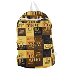 I Love Art Deco Typographic Motif Collage Print Foldable Lightweight Backpack