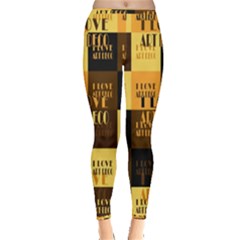 I Love Art Deco Typographic Motif Collage Print Inside Out Leggings by dflcprintsclothing