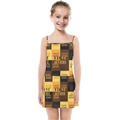 I Love Art Deco Typographic Motif Collage Print Kids  Summer Sun Dress by dflcprintsclothing