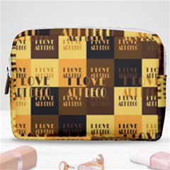 I Love Art Deco Typographic Motif Collage Print Make Up Pouch (medium) by dflcprintsclothing