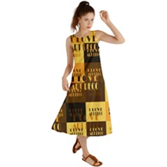 I Love Art Deco Typographic Motif Collage Print Summer Maxi Dress