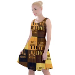 I Love Art Deco Typographic Motif Collage Print Knee Length Skater Dress