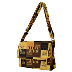 I Love Art Deco Typographic Motif Collage Print Full Print Messenger Bag (m)