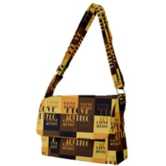 I Love Art Deco Typographic Motif Collage Print Full Print Messenger Bag (l)