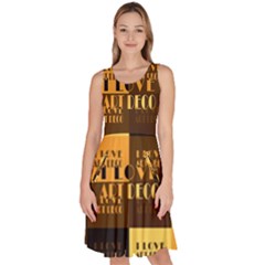 I Love Art Deco Typographic Motif Collage Print Knee Length Skater Dress With Pockets by dflcprintsclothing