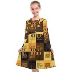 I Love Art Deco Typographic Motif Collage Print Kids  Midi Sailor Dress