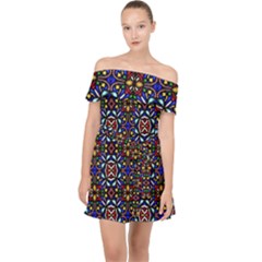 Abstract-s-2 Off Shoulder Chiffon Dress by ArtworkByPatrick