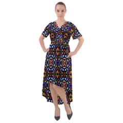 Abstract-s-2 Front Wrap High Low Dress