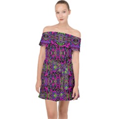 Abstract-s-3 Off Shoulder Chiffon Dress by ArtworkByPatrick