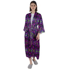 Abstract-s-3 Maxi Satin Kimono