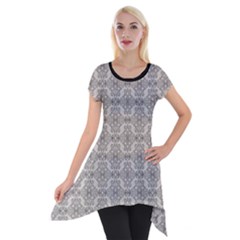 Timeless - Black & Abalone Grey Short Sleeve Side Drop Tunic by FashionBoulevard