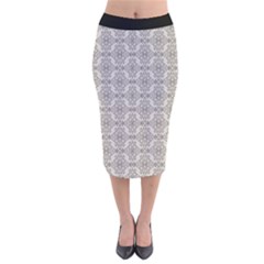 Timeless - Black & Abalone Grey Velvet Midi Pencil Skirt by FashionBoulevard