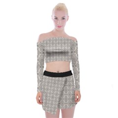 Timeless - Black & Abalone Grey Off Shoulder Top With Mini Skirt Set by FashionBoulevard