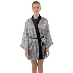 Timeless - Black & Abalone Grey Long Sleeve Satin Kimono by FashionBoulevard