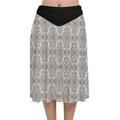 Timeless - Black & Abalone Grey Velvet Flared Midi Skirt by FashionBoulevard