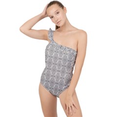 Timeless - Black & Abalone Grey Frilly One Shoulder Swimsuit by FashionBoulevard