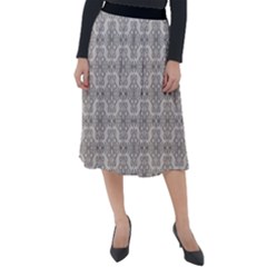 Timeless - Black & Abalone Grey Classic Velour Midi Skirt  by FashionBoulevard