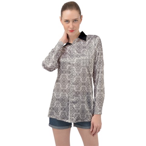 Timeless - Black & Abalone Grey Long Sleeve Satin Shirt by FashionBoulevard