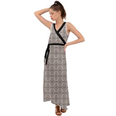 Timeless - Black & Abalone Grey V-neck Chiffon Maxi Dress