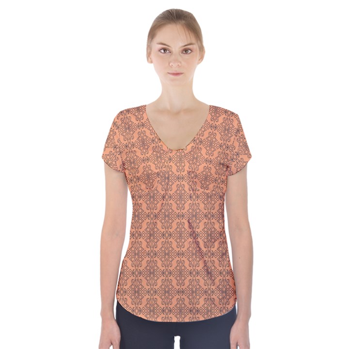 Timeless   Black & Cantaloupe Orange Short Sleeve Front Detail Top