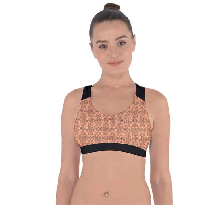 Timeless   Black & Cantaloupe Orange Cross String Back Sports Bra