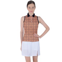 Timeless   Black & Cantaloupe Orange Women s Sleeveless Polo Tee by FashionBoulevard